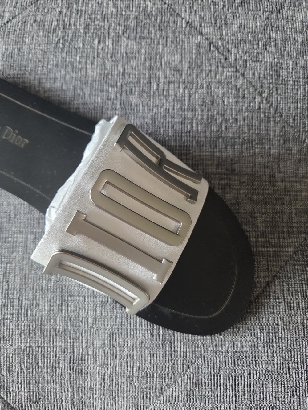 Christian Dior Diorevolution Slide Flat Sandal White Silver Metal Logo Size 8.5 - Picture 9 of 14